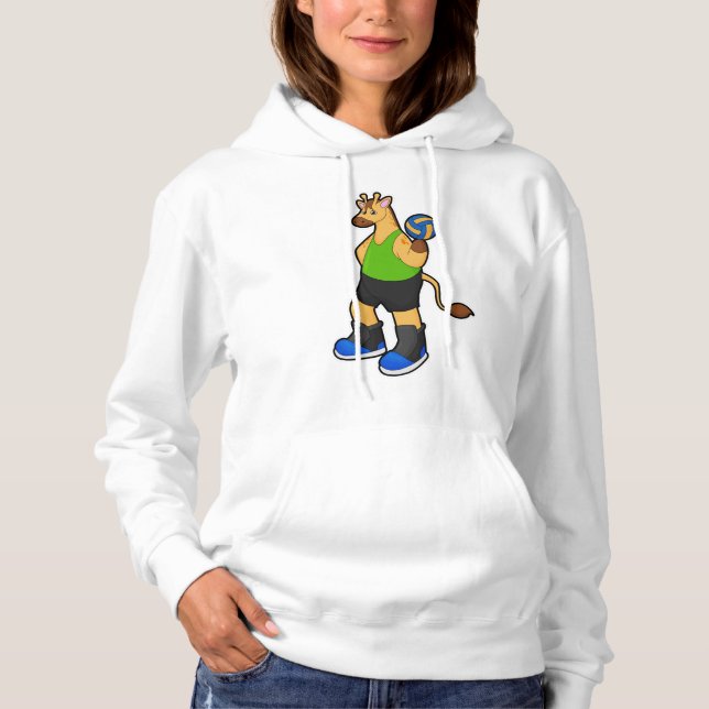 Giraffe als Volleyballspieler mit Volleyball Hoodie (Vorderseite)