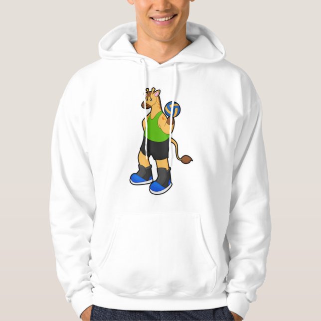 Giraffe als Volleyballspieler mit Volleyball Hoodie (Vorderseite)