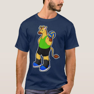 Giraffe als Volleyballspieler mit Volleyball T-Shirt