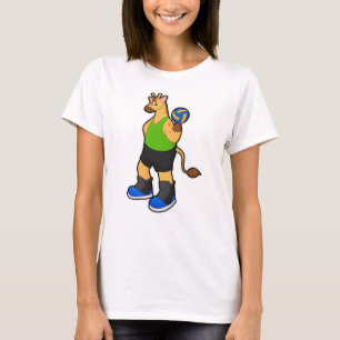 Giraffe als Volleyballspieler mit Volleyball T-Shirt
