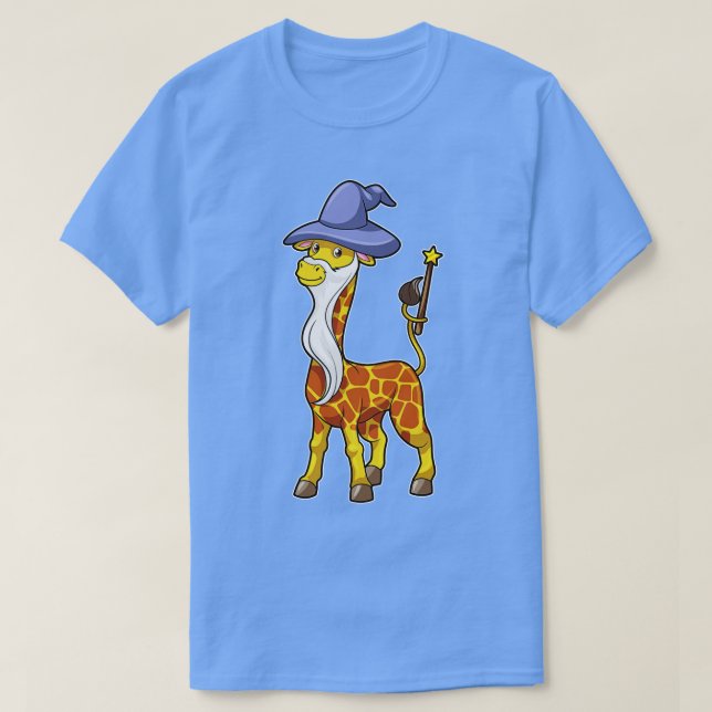 Giraffe als Zauberer mit Zauberhut T-Shirt (Design vorne)