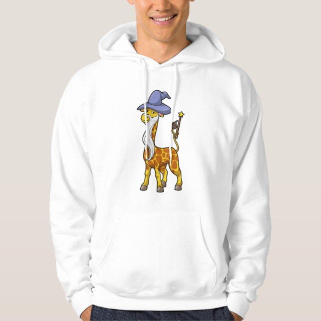 Giraffe als Zauberer mit Zauberstab & Hut Hoodie (Vorderseite)