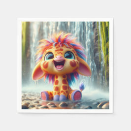 Giraffe am Wasserfall in Serviette