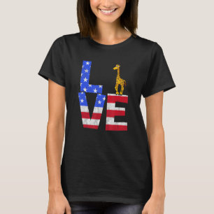 Giraffe American Flag Sonnenbrille 4. Juli Patri T-Shirt