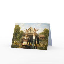 Giraffe American Gothic Bauernhof Alles Gute zum G