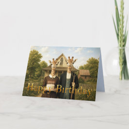 Giraffe American Gothic Bauernhof Alles Gute zum G Karte