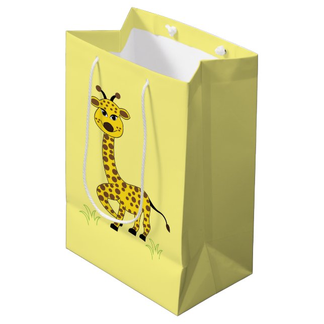 Giraffe Animal Art Kids Niedlich Mittlere Geschenktüte (Vorderseite Schrägansicht)