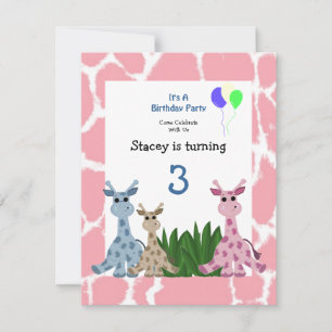 Giraffe Animal Birthday Einladung
