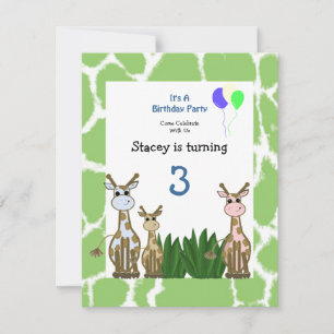 Giraffe Animal Birthday Einladung