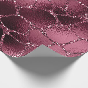 Giraffe Animal Black Spark Marsal Glitzer Burgundy Geschenkpapier