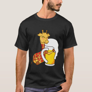 Giraffe Animal Giraffe Hugging Beer Graphic Design T-Shirt