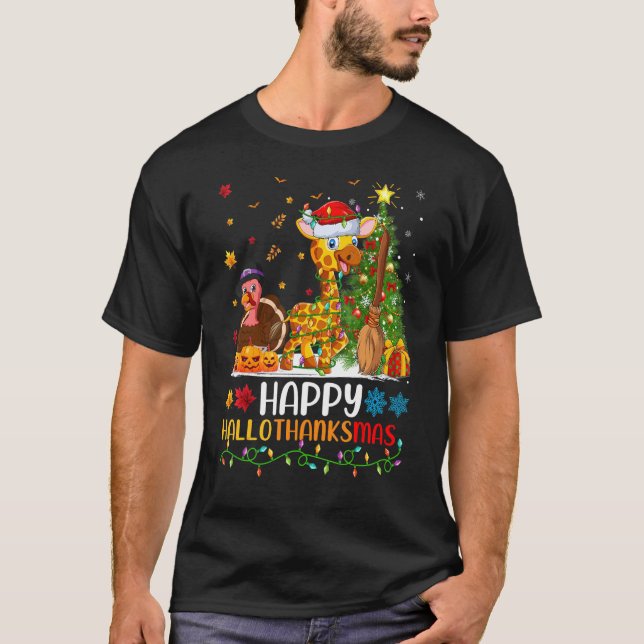 Giraffe Animal Happy Giraffe Hellothanksmas T-Shirt (Vorderseite)