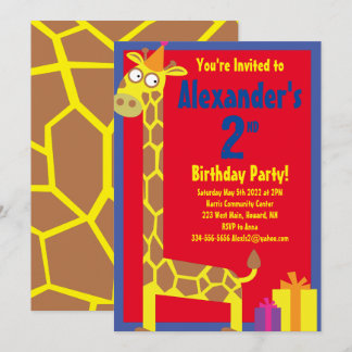 Giraffe Animal Kid's Birthday Party Einladungen