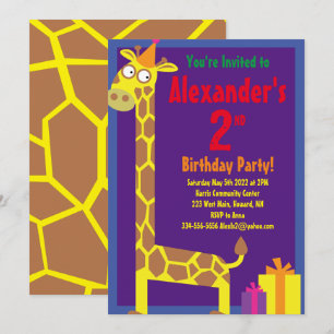 Giraffe Animal Kid's Birthday Party Einladungen