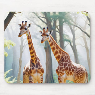 Giraffe Animal Nature Wildlife Zuneigung Gekümmert Mousepad