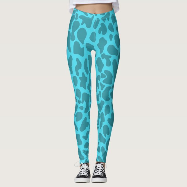 Giraffe Animal Print Funny Aquamarine Leggings (Vorderseite)