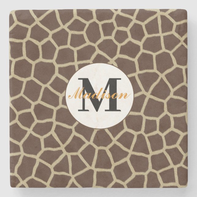 Giraffe Animal Print Personalisiert Drink Unterset Steinuntersetzer (Vorderseite)