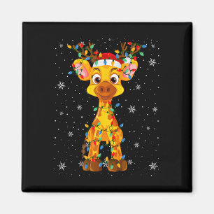Giraffe Animal Weihnachtsmannmütze Ugly Christmas  Magnet
