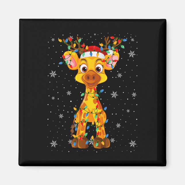 Giraffe Animal Weihnachtsmannmütze Ugly Christmas  Magnet (Vorne)