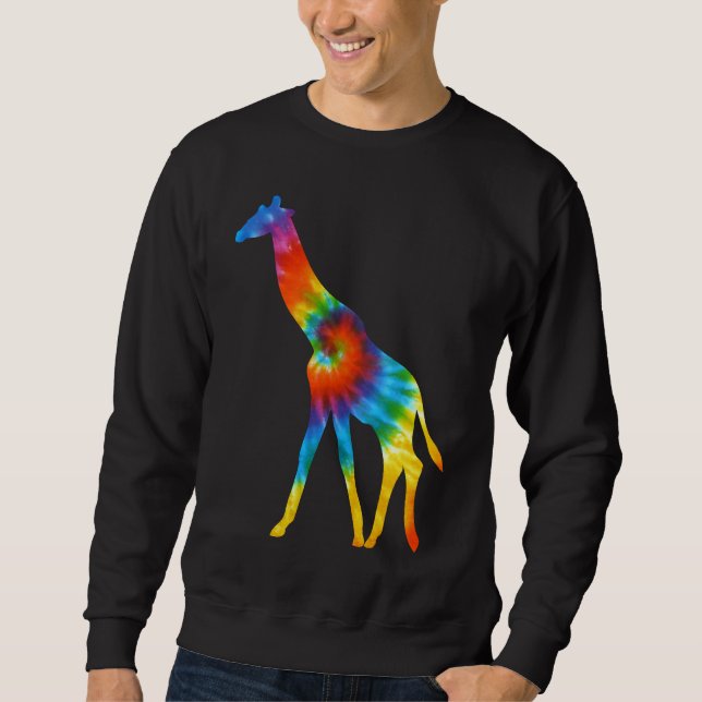 Giraffe Animals Tie Dye Retro Rainbow Trippy Hippi Sweatshirt (Vorderseite)