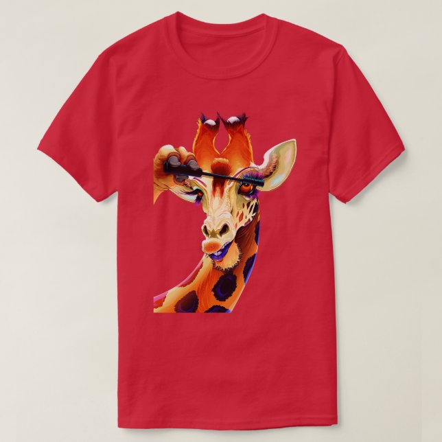 Giraffe Anwenden Mascara Eyelashes T-Shirt (Design vorne)