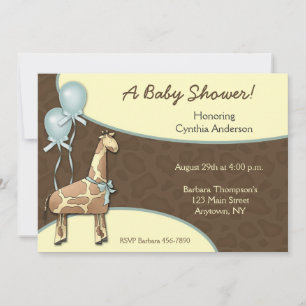 Giraffe Aquamarine Babydusche Einladung
