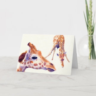 Giraffe-Aquarellgrün und Merkkarte Karte