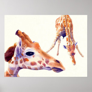 Giraffe Aquarellmalerei Druck und Poster