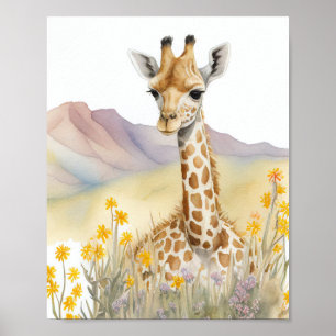 Giraffe Aquarellmalerei Poster