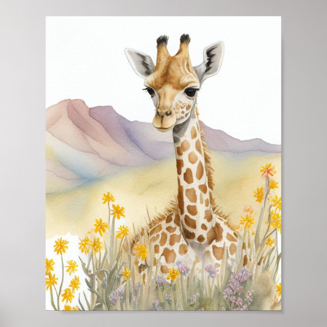 Giraffe Aquarellmalerei Poster (Vorne)