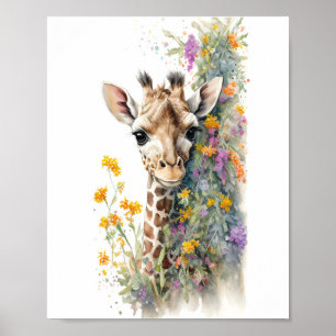 Giraffe Aquarellmalerei Poster