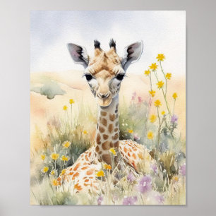Giraffe Aquarellmalerei Poster