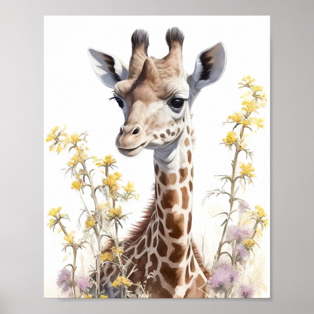 Giraffe Aquarellmalerei Poster (Vorne)