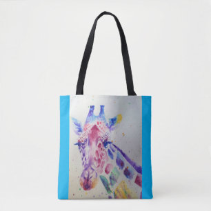 Giraffe Aquarellmalerei Tierliebhaber Tote Tasche