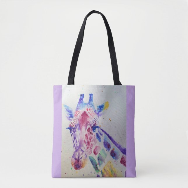 Giraffe Aquarellmalerei Tierliebhaber Tote Tasche (Vorderseite)