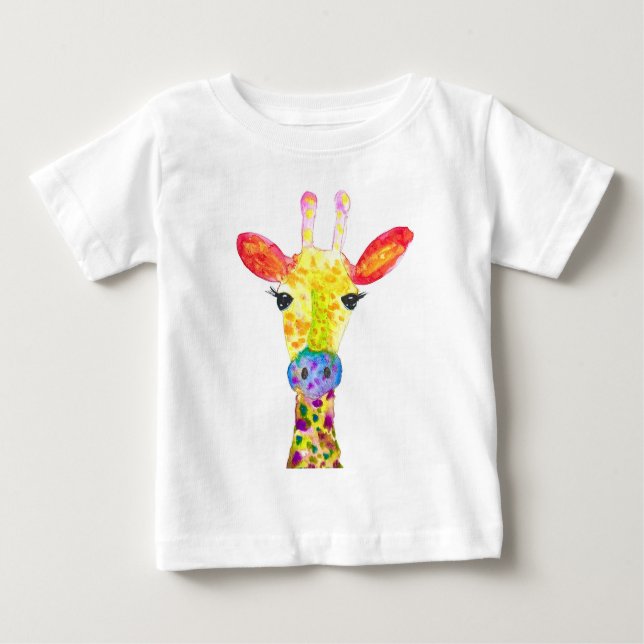 Giraffe Aquarelltier Safari Kinder Spaß Zoo Baby T-shirt (Vorderseite)