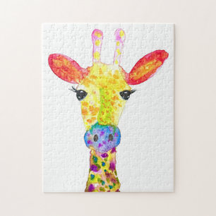 Giraffe Aquarelltier Safari Kinder Spaß Zoo Puzzle