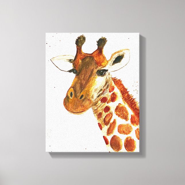 Giraffe Aquarelltiere Safari Afrikanischer Dschung Leinwanddruck (Vorderseite)
