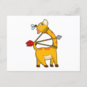 Giraffe Archer Arrow Bow Postkarte