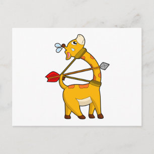 Giraffe Archer Arrow Bow Postkarte