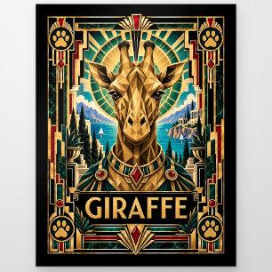 Giraffe, Art Deco Wildtiere Postkarte