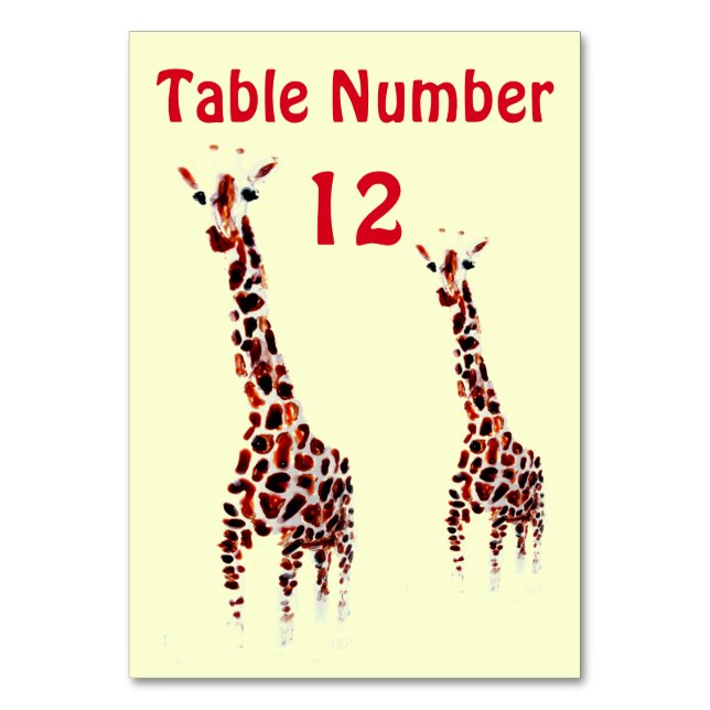 Giraffe Art Wild Animal Tischnummer (Vorderseite)