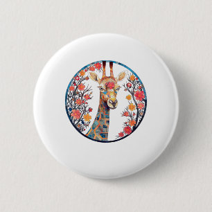 Giraffe Artwork Colorful - Church Blossom Tiere Button