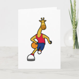 Giraffe as Basketball player with Basketball ball Karte