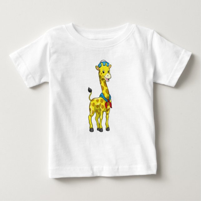 Giraffe as Sailor with Sailor hat Baby T-shirt (Vorderseite)