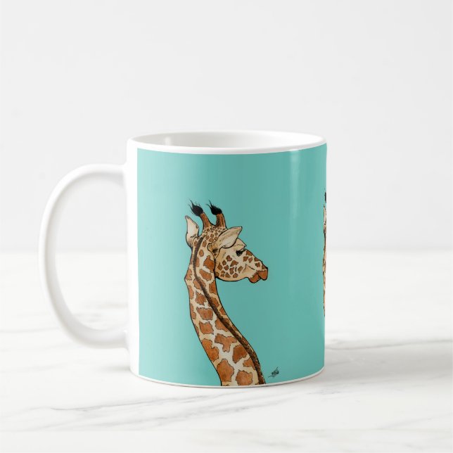 Giraffe auf aquamarinem Hintergrund Tasse (Links)
