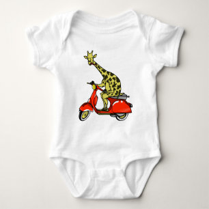 Giraffe auf einem roten Roller Baby Strampler