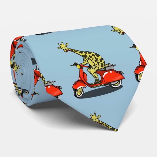 Giraffe auf einem Vintagen Roller Krawatte (Gerollt)