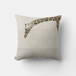 Giraffe auf Linen Streifen Dekorator Accent Kissen