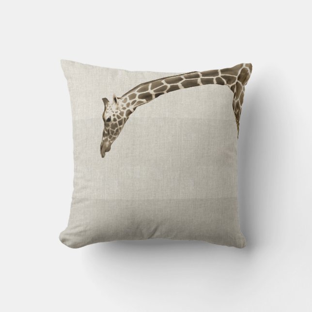 Giraffe auf Linen Streifen Dekorator Accent Kissen (Vorderseite)
